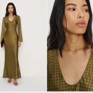 Reformation Vivia Silk Dress Green - Size S